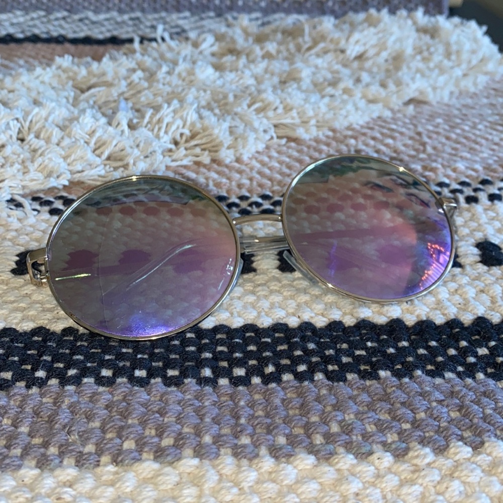 Holographic mirror circle sunglasses